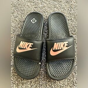 Black and Pink Nike Slides New 9